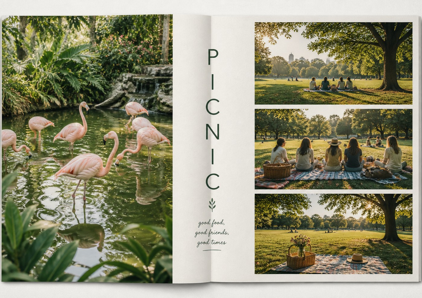Minh họa trang Collage cuốn Du ký: ảnh tràn viền và dải ảnh dã ngoại